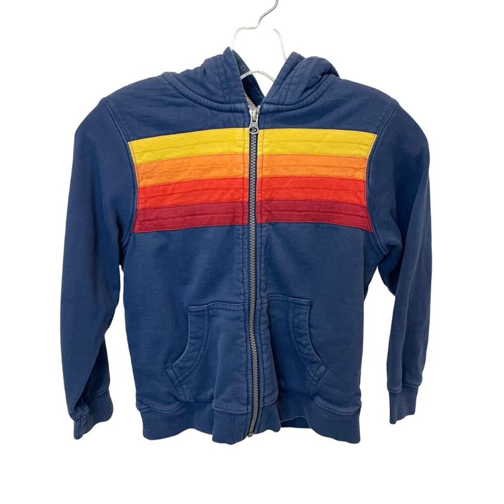 Hanna Andersson Blue Ombre Striped Fleece Lined Full Zip Sweatshirt Hoodie‎ 6-7